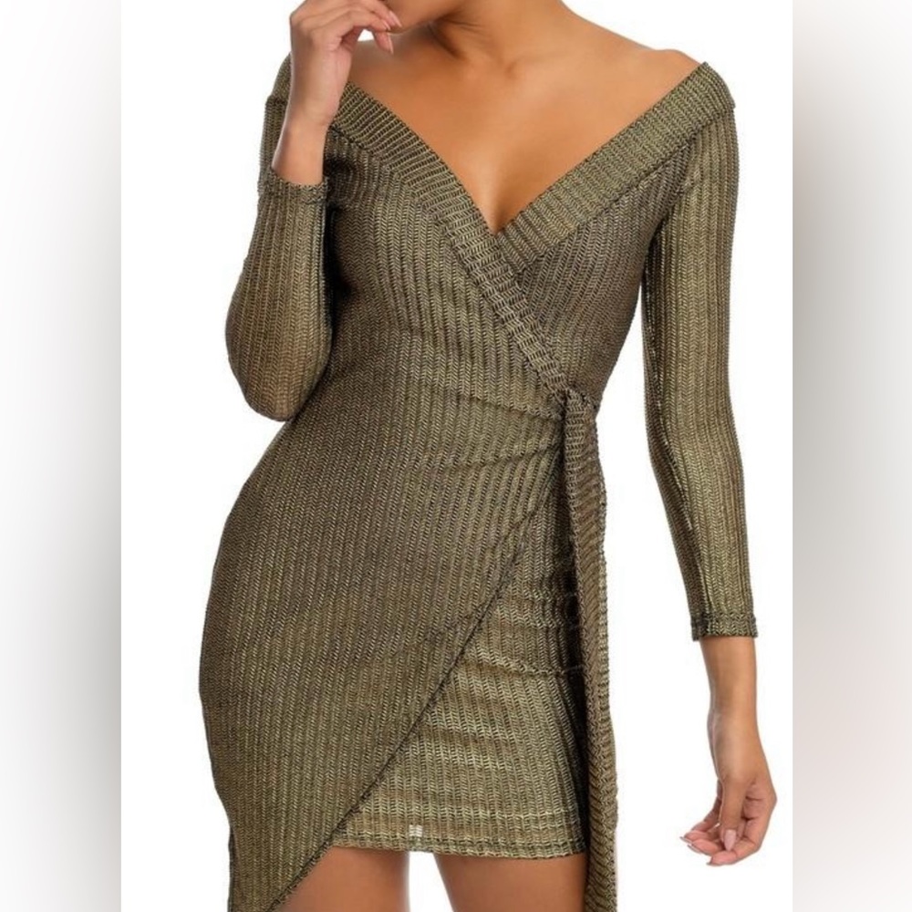 Gold mini dress